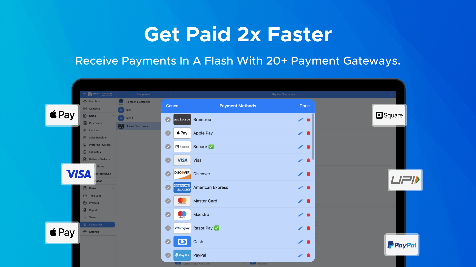 screenshot of Moon Invoice